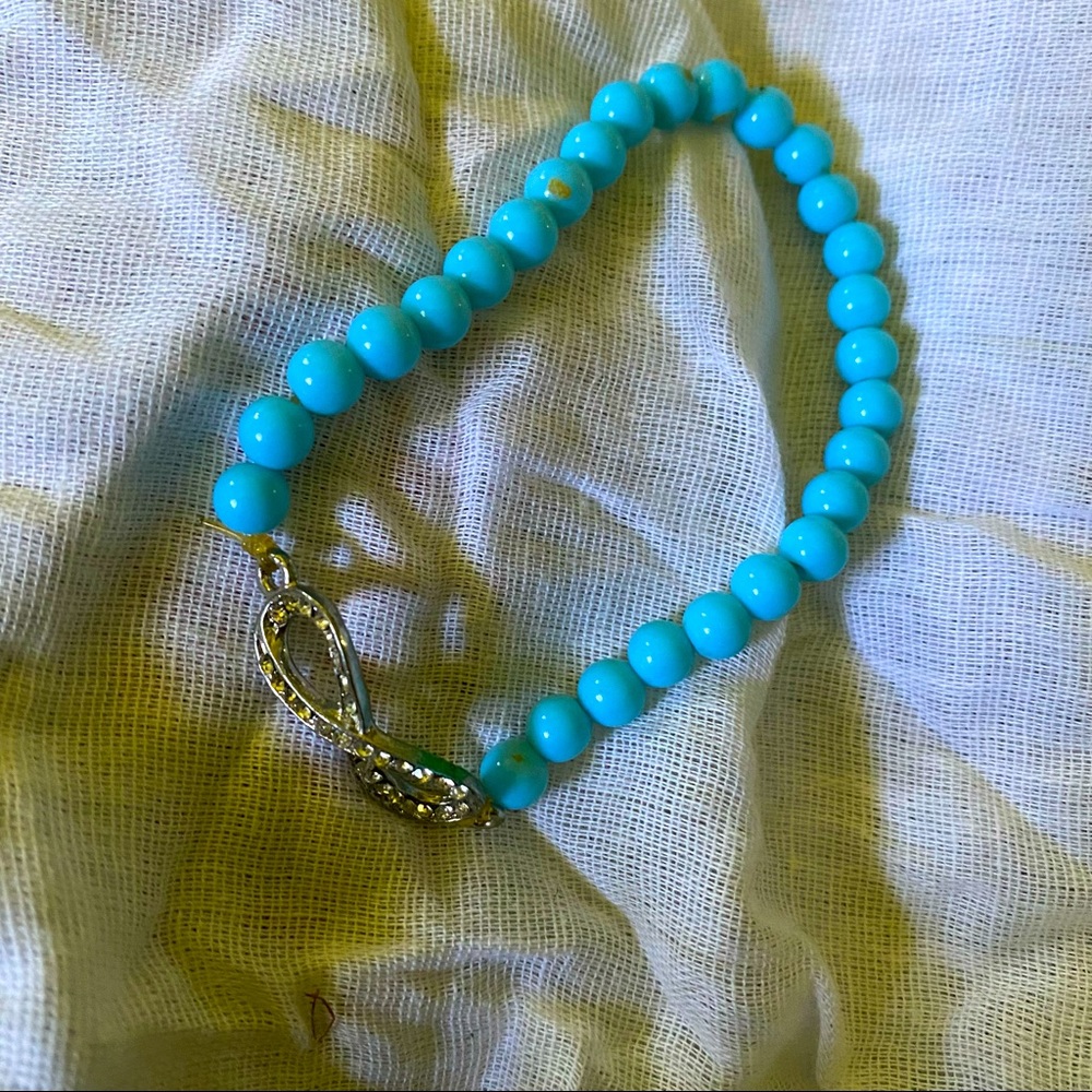 Mini turquoise bracelet with Crystal infinity symbol charm
